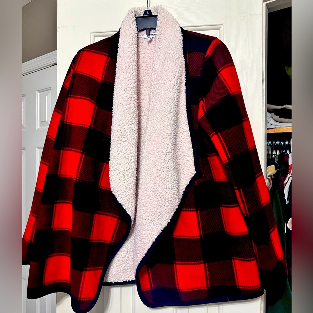 Sherpa plaid cardigan